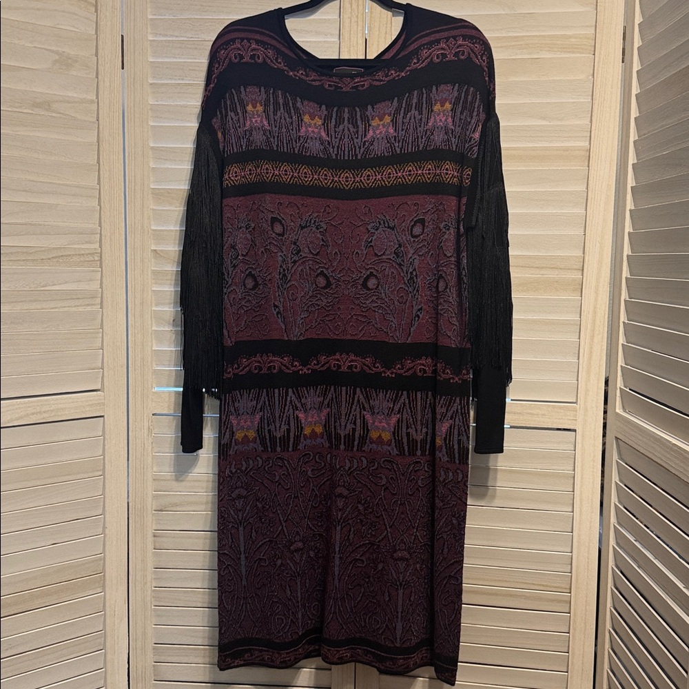 Purple Rara Ava by Iris Apfel Sweater Dress with Fringe Sleeves. XL - Picture 4 of 9